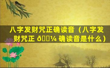 八字发财咒正确读音（八字发财咒正 🌼 确读音是什么）